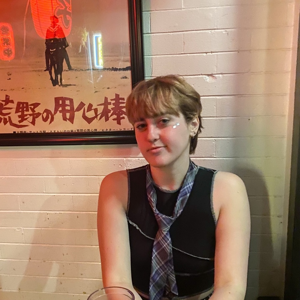 CONTRAST STITCH RACER CROP TOP